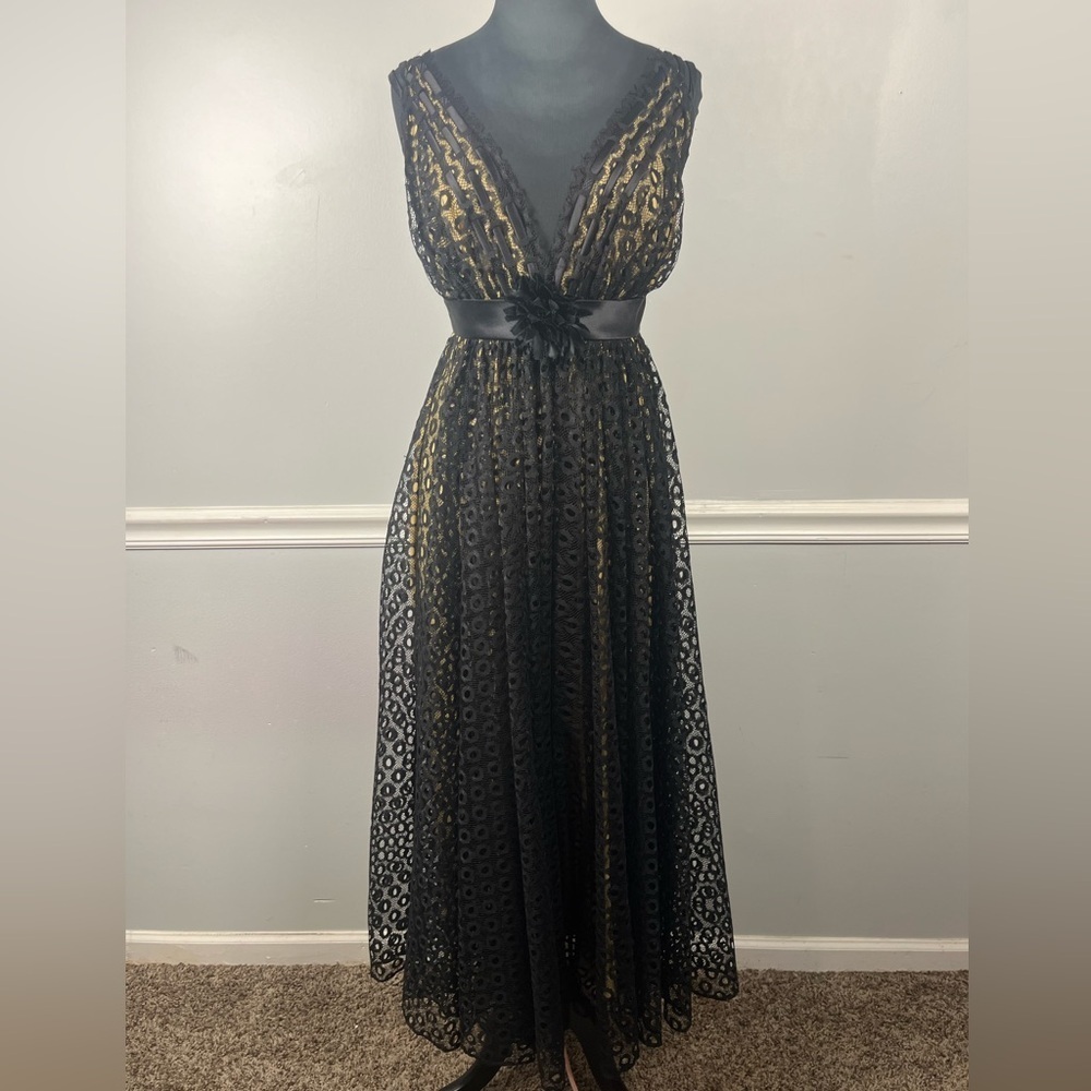 Marc Bouwer Glamit Black Lace Fit & Flare maxi Dress Size 6 Whimsigoth
